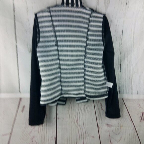 Maurices Women's Size M Black White Striped Front Zippered Blazer Jacket - Picture 9 of 11